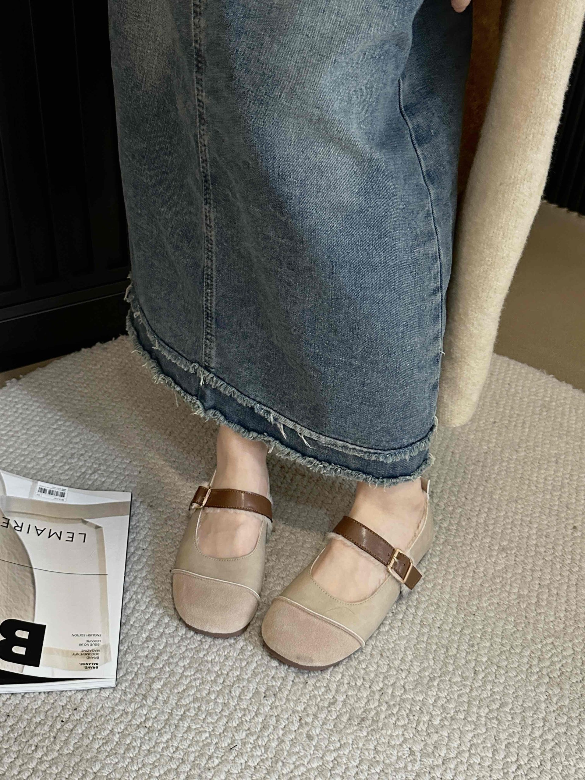 SIZHUONI Women's Thick Sole Fleece Lined Warm Cotton Shoes 2024 New Winter Retro Boho Mary Jane Slip On - Image 3
