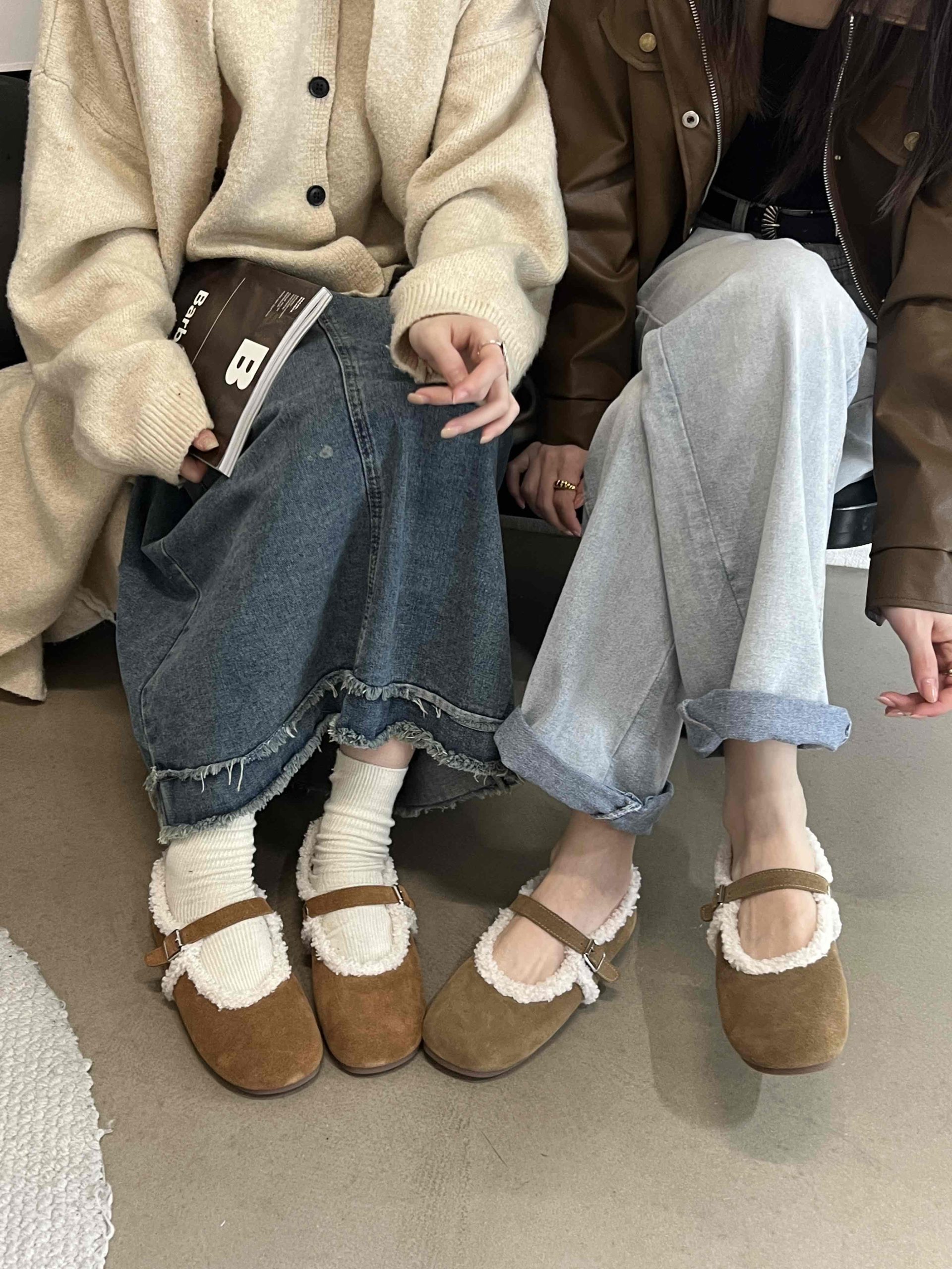 2024 New Winter Retro Mary Jane Cotton Shoes Women Plush Loafer Flat Fur-lined Grandma Shoes - Image 4