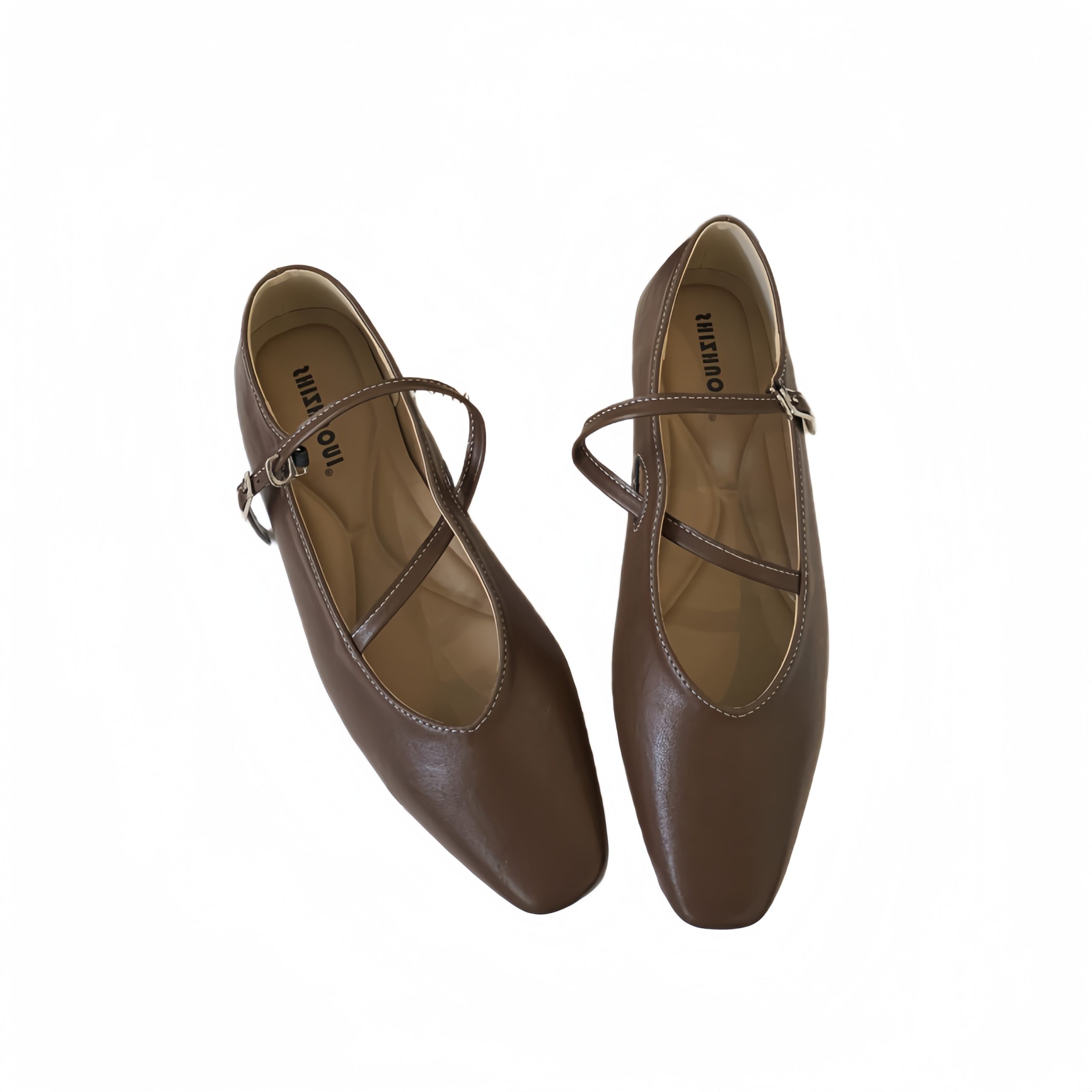 2025 Spring New French Square Toe Low Heel Mary Jane Shoes for Women Cross Strap Vintage Casual - Image 5
