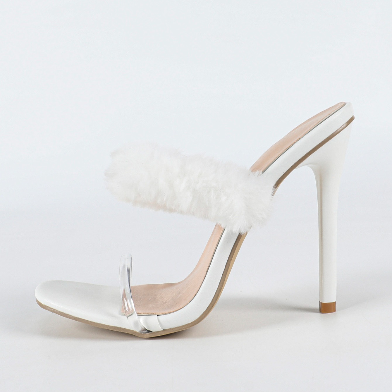11.5CM Petite Transparent Strap High Heel Sandals Fairy Style White Slippers for Women - Image 5
