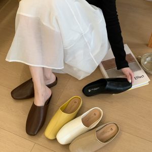 Premium Soft Women's Slippers Summer Outdoor Closed Toe Flat Lazy One-Step Casual Mules
